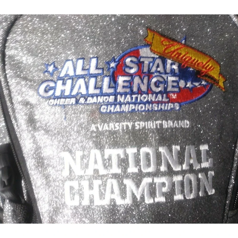 Metallic Silver Backpack All Star Challenge National Champion  Cheerleading Back